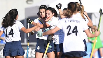 El Club de Campo celebra uno de sus goles en la Copa de la Reina.