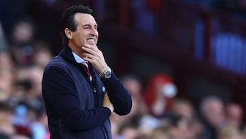 Unai Emery, durante un partido del Aston Vila.