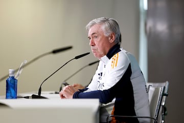 Ancelotti, hoy, en la sala de prensa.