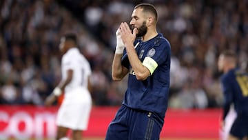 Karim Benzema, en el PSG-Real Madrid de la primera jornada de la fase de grupos de la Champions League 2019-2020.