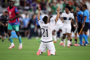 Ecuador's Alan Franco celebrates after his team secured a quarter-final berth at Mexico's expense.