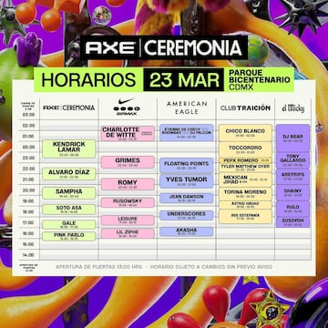 Sábado 23 de marzo horarios Ceremonia