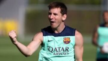 Messi, en un entrenamiento con el Barça.