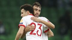 Soccer Football - Champions League - Group E - FC Krasnodar v Sevilla - Krasnodar Stadium, Krasnodar, Russia - November 24, 2020 Sevilla&#039;s Munir El Haddadi celebrates with teammates after the match REUTERS/Maxim Shemetov