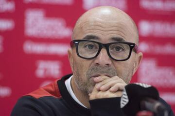 Sevilla coach Jorge Sampaoli talks to the media ahead of the Andalusians' visit to the Bernabéu.