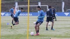 Pablo Martínez en un entrenamiento con el Deportivo.