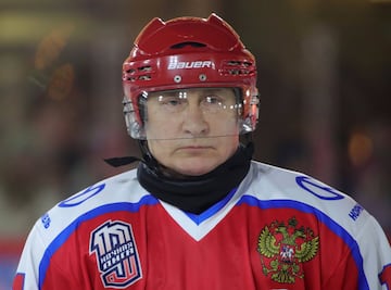 Vladimir Putin took part in the traditional Christmas day ice hockey exhibition match in Red Square and led his side to victory, scoring eight times in an 8-5 victory, according to the Associated Press and Reuters, although the Kremlin match report credit