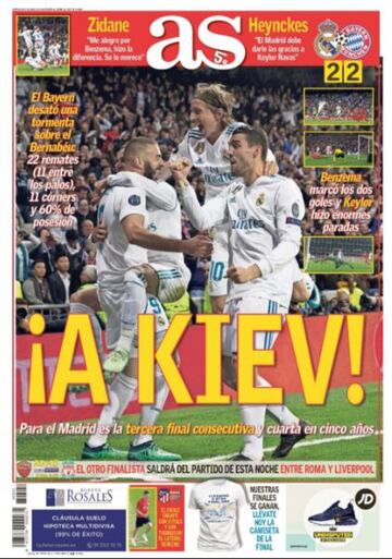 Las portadas de la prensa tras el Real Madrid-Bayern Múnich