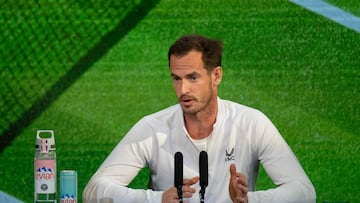 Britain's Andy Murray attends a Pre-Championships Press Conference in the Media Theatre in the Broadcast Centreon the eve of the 2024 Wimbledon Championships at The All England Lawn Tennis and Croquet Club in Wimbledon, southwest London, on June 30, 2024. (Photo by Florian EISELE / various sources / AFP) / RESTRICTED TO EDITORIAL USE
