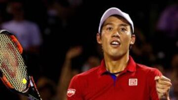 Kei Nishikori celebra su victoria ante Nick Kyrgios.