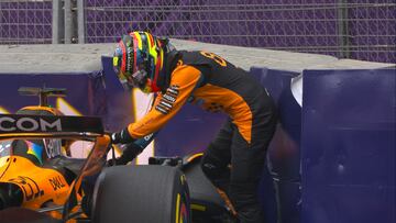 Piastri, tras su accidente en Bakú.