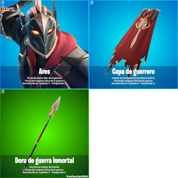 club fortnite abril 2024 nueva skin ares dios guerra griego