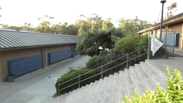 Nyjah Huston intentando backside flip en el m&iacute;tico y desaparecido spot de El Toro