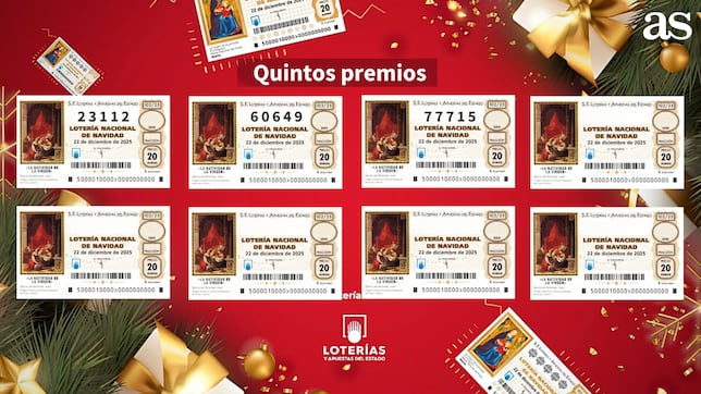 23112, 60649 y 77715, quintos premios del sorteo de la Lotería de Navidad 2025: ¿dónde han tocado?