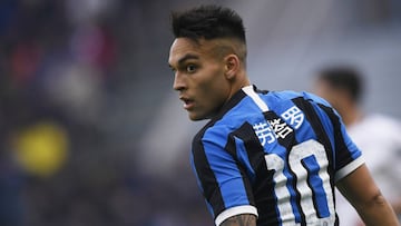 El delantero argentino del Inter de Mil&aacute;n, Lautaro Mart&iacute;nez, durante un partido.