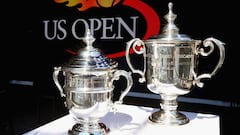 Imagen de los trofeos masculino y femenino de campeones del US Open.