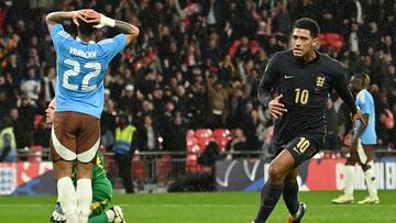 Bellingham celebra su gol a Bélgica en la última jugada del partido.