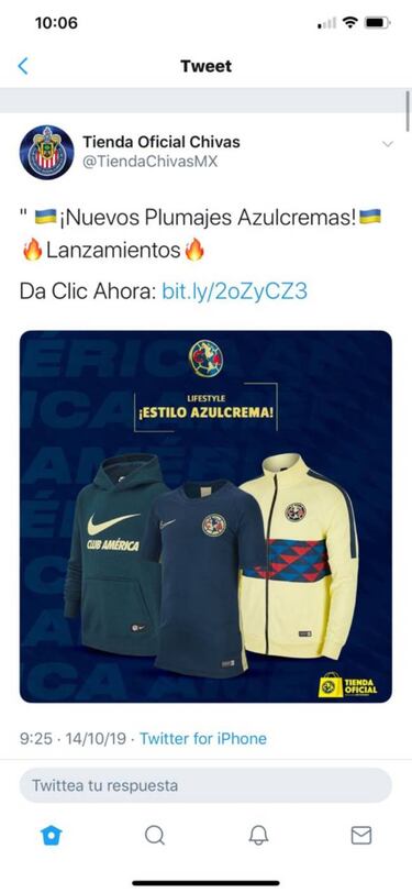 Chivas promociona la mercancía del América en sus redes sociales