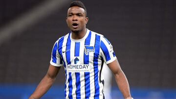 Jhon Córdoba en un partido del Hertha en la Bundesliga