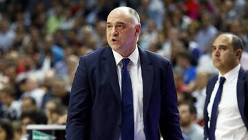 Pablo Laso, entrenador del Real Madrid, durante el primer partido de la final de la Liga Endesa ante el Valencia.