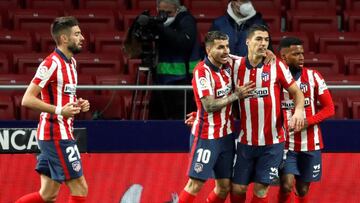 Carrasco, en la celebración del gol del Atlético al Alavés.