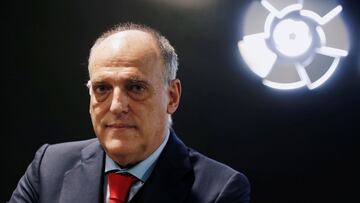 La Liga President Javier Tebas poses before an online interview with Reuters at the La Liga headquarters in Madrid, Spain January 27, 2021. REUTERS/Susana Vera