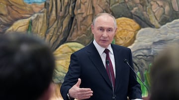 Russian President Vladimir Putin speaks during a press conference following the Collective Security Treaty Organization (CSTO) summit in Bishkek, Kyrgyzstan, November 27, 2025. Sputnik/Alexey Nikolskyi/Pool via REUTERS ATTENTION EDITORS - THIS IMAGE WAS PROVIDED BY A THIRD PARTY.