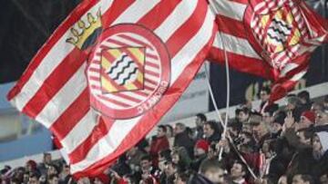 <b>LLENO. </b>La afición del Girona ha respondido al equipo.