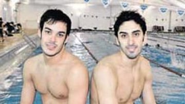 <b>COMO EN CASA. </b>Marin y Magnini en la piscinas del Mundial-86.