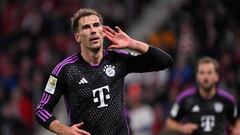 Bayern Munich's German midfielder #08 Leon Goretzka celebrates scoring the 3-1 goal during the German first division Bundesliga football match between Mainz 05 and FC Bayern Munich in Mainz, western Germany on October 21, 2023. (Photo by Kirill KUDRYAVTSEV / AFP) / DFL REGULATIONS PROHIBIT ANY USE OF PHOTOGRAPHS AS IMAGE SEQUENCES AND/OR QUASI-VIDEO