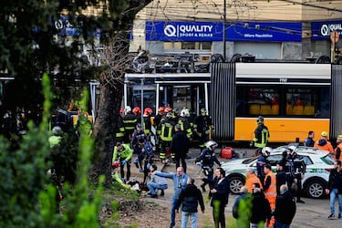 Accidente de tranvía en Milán.