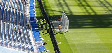 Así se encuentra el Santiago Bernabéu a dos días de su estreno. El club blanco jugará el 12 de septiembre frente al Celta de Vigo.