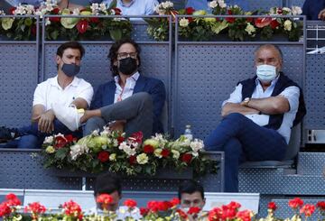 Los extenistas españoles David Ferrer y Feliciano López disfrutando del Mutua Madrid Open.