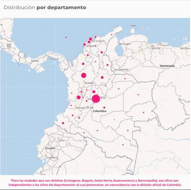 Mapa de casos y muertes por coronavirus por departamentos en Colombia: hoy, 26 de septiembre