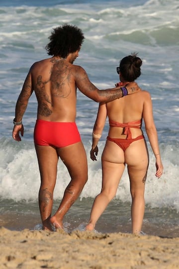 Marcelo relaxes with his family at the beach in Rio de Janeiro.