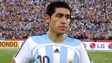 Juan Román Riquelme tras la derrota de Argentina en la final de la Copa América 2007 contra Brasil.