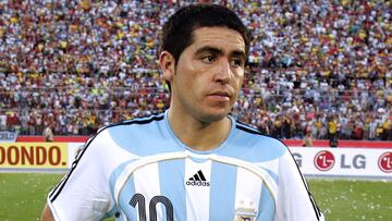 Juan Rom&aacute;n Riquelme tras la derrota de Argentina en la final de la Copa Am&eacute;rica 2007 contra Brasil.