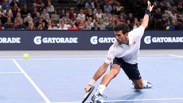 Novak Djokovic en el partido de dobles que jug&oacute; el pasado lunes.