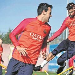 Piqué y Alba se entrenan y estarán ante el Real Madrid