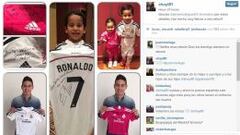 James y Cristiano regalan camisetas a los hijos de Bacca
