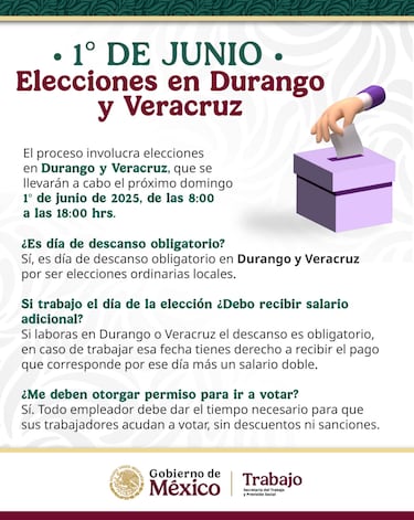 ¿Hay descanso obligatorio por Elecciones Judiciales?: esto dice la ley sobre el 1 de junio de 2025