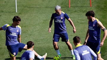 Griezmann, en el entrenamiento del Atlético.