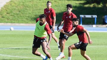 Momento del entrenamiento del Almería.
