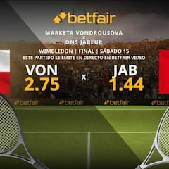 Marketa Vondrousova vs. Ons Jabeur: horario, TV, estadísticas y pronósticos de Wimbledon 2023