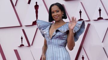 Regina King arrives at the Oscars on Sunday, April 25, 2021, at Union Station in Los Angeles. (AP Photo/Chris Pizzello, Pool)