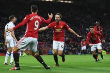 Daley Blind celebrando su gol en el Manchester United-Sunderland.