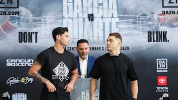 Full television and streaming info on how you can watch Ryan Garcia take on Oscar Duarte in a lightweight boxing bout in Houston, Texas, on Saturday.