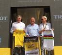 Merckx, Hinault y Janssen, en la salida del Tour en Sallanches