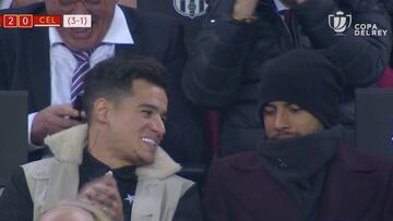 El gesto viral de Coutinho al ver las diabluras de Messi en el 2-0