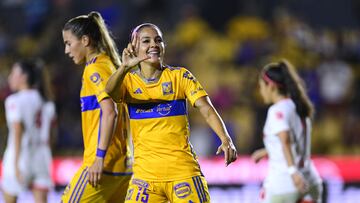 Cristina Ferral celebrates her goal 3-1 of Tigres during the game Tigres UANL vs Toluca, corresponding to Round 06 of the Torneo Apertura 2023 of the Womens Liga BBVA MX, at Universitario Stadium, on August 17, 2023.
<br><br>
Cristina Ferral celebra su gol 3-1 de Tigres durante el partido Tigres UANL vs Toluca, correspondiente a la Jornada 06 del Torneo Apertura 2023 de la Liga BBVA MX Femenil, en el Estadio Universitario, el 17 de Agosto de 2023.